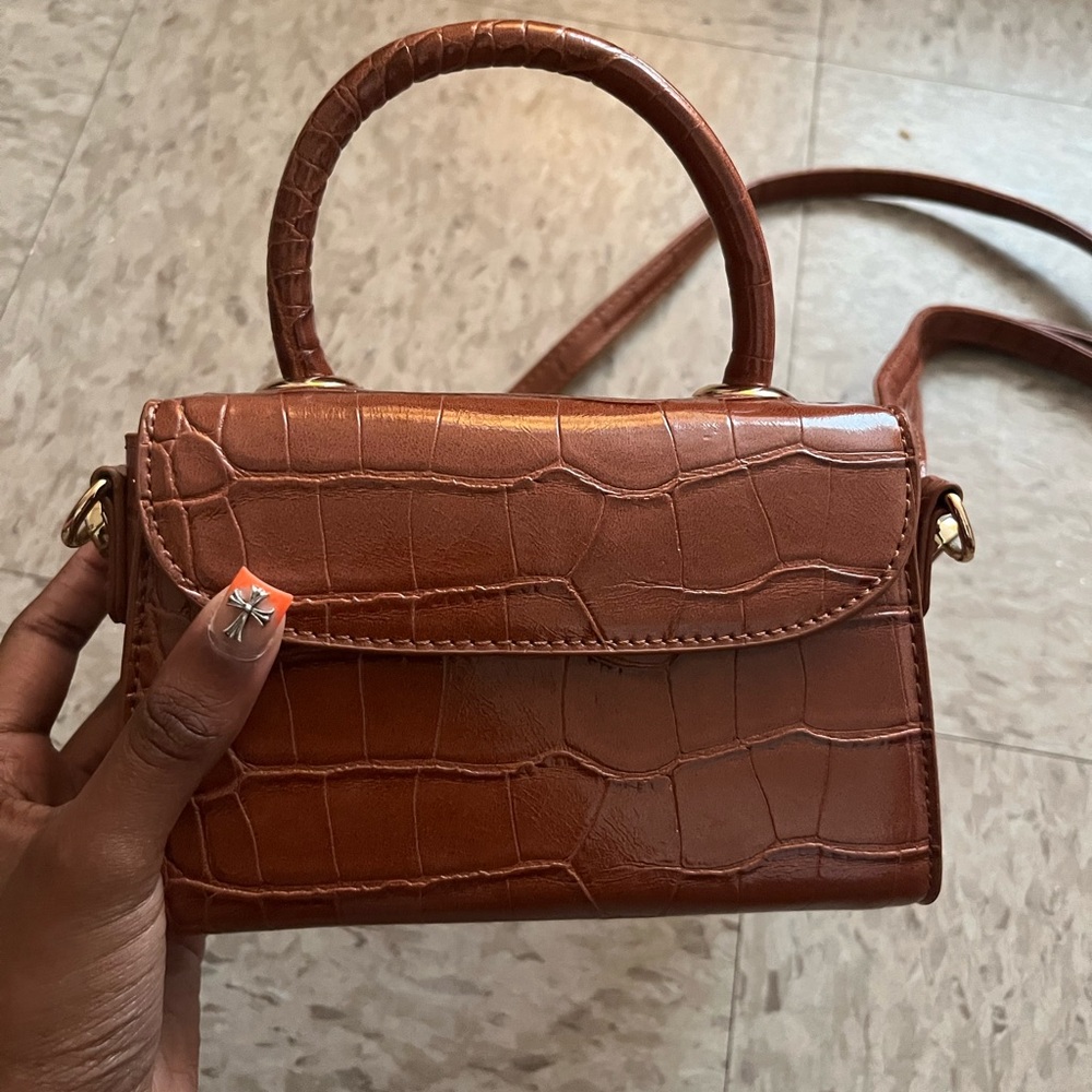 Brown Croc Print Forever 21 Mini Purse - Picture 2 of 4